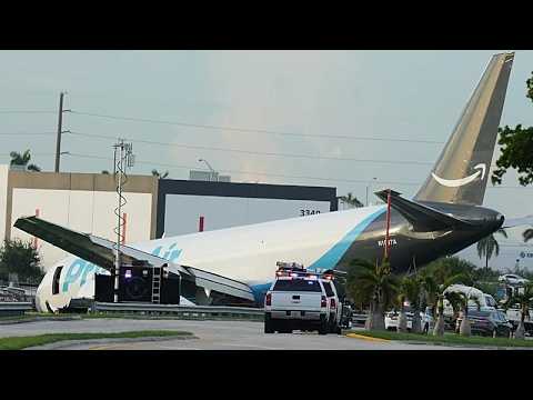 Amazon cargo plane overshoots Miami runway, at least five dead