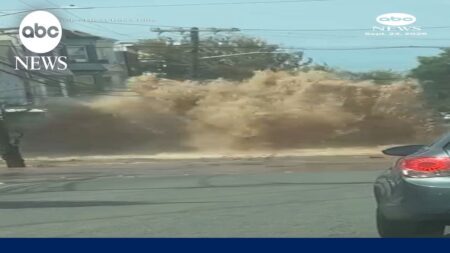 Water main break sends geyser into air in Newark, New Jersey