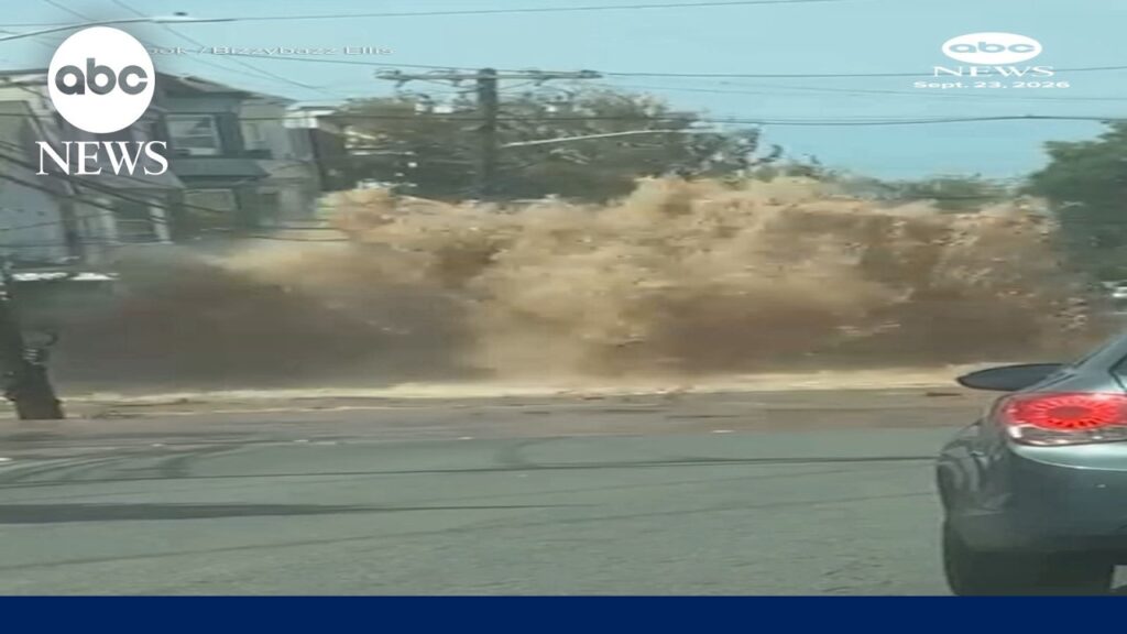 Water main break sends geyser into air in Newark, New Jersey