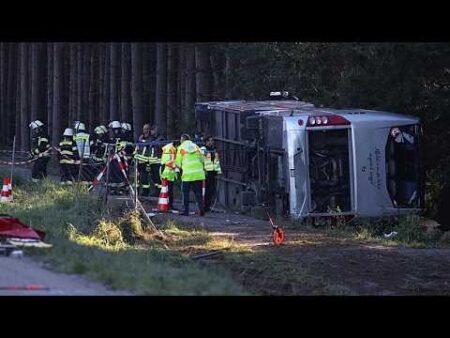 At least two people were killed and 19 are in hospital after a bus crashed near Munich