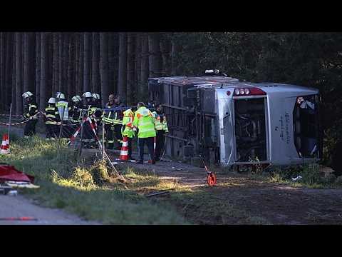 At least two people were killed and 19 are in hospital after a bus crashed near Munich