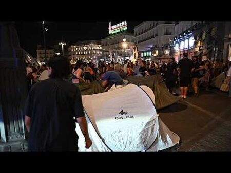 Protesters camp in Madrid in demonstration against Spain’ housing crisis