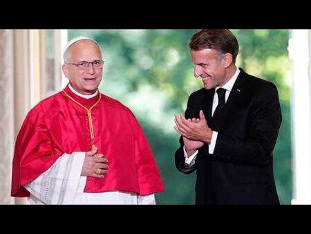 Emmanuel Macron and Pope Leo XIV set out clashing world views at first meeting in France
