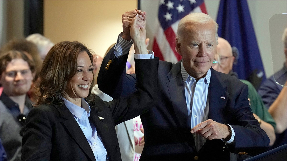 Harris and Biden at campaign event