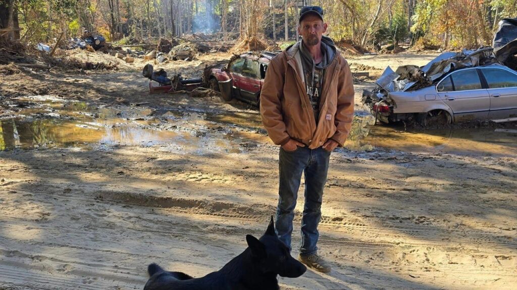 North Carolina man sleeping in tent after Hurricane Helene had to rebury father’s casket on property