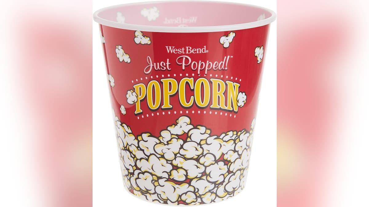 A reusable popcorn container is great for movie nights. 