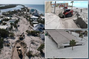 Florida digs out of mountains of sand swept in by back-to-back hurricanes