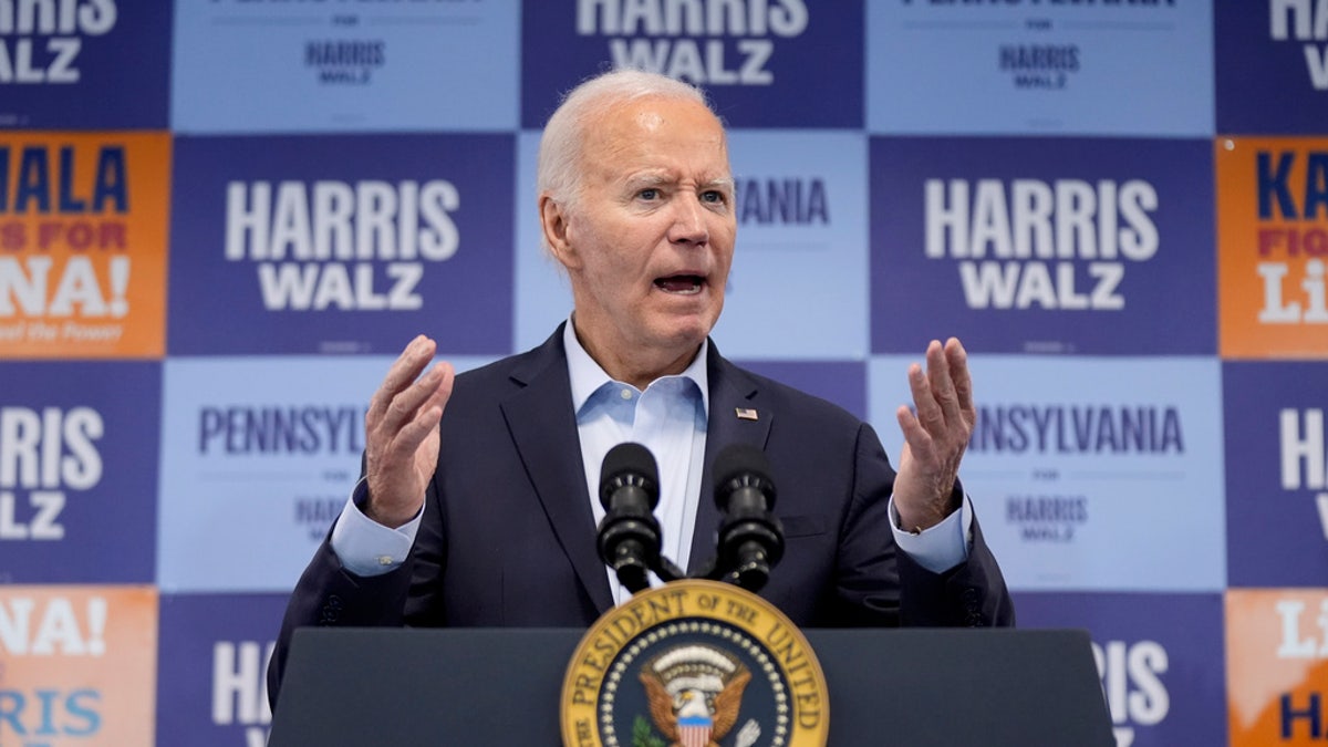 President Biden speaks at an election campaign event in Pittsburgh, Saturday.