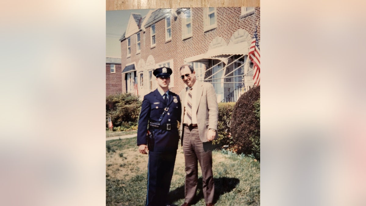 Chris McMullin in uniform with his father