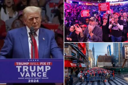 Trump takes stage to 20,000 roaring fans at NYC’s Madison Square Garden for historic rally 9 days before Election Day