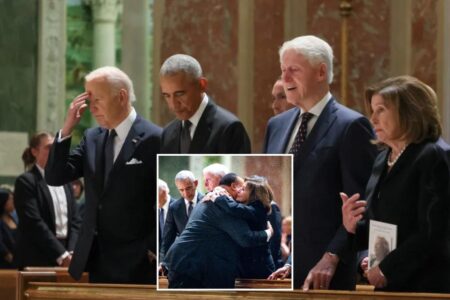 Biden and Pelosi have awkward reunion at Ethel Kennedy funeral after push to oust him