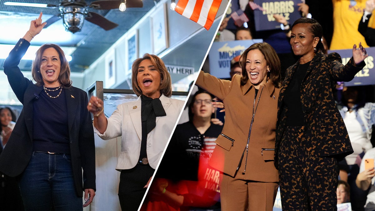 Democratic Presidential nominee U.S. Vice President Kamala Harris campaigns alongside Philadelphia City Council member Quetcy Lozada and Former U.S. first lady Michelle Obama