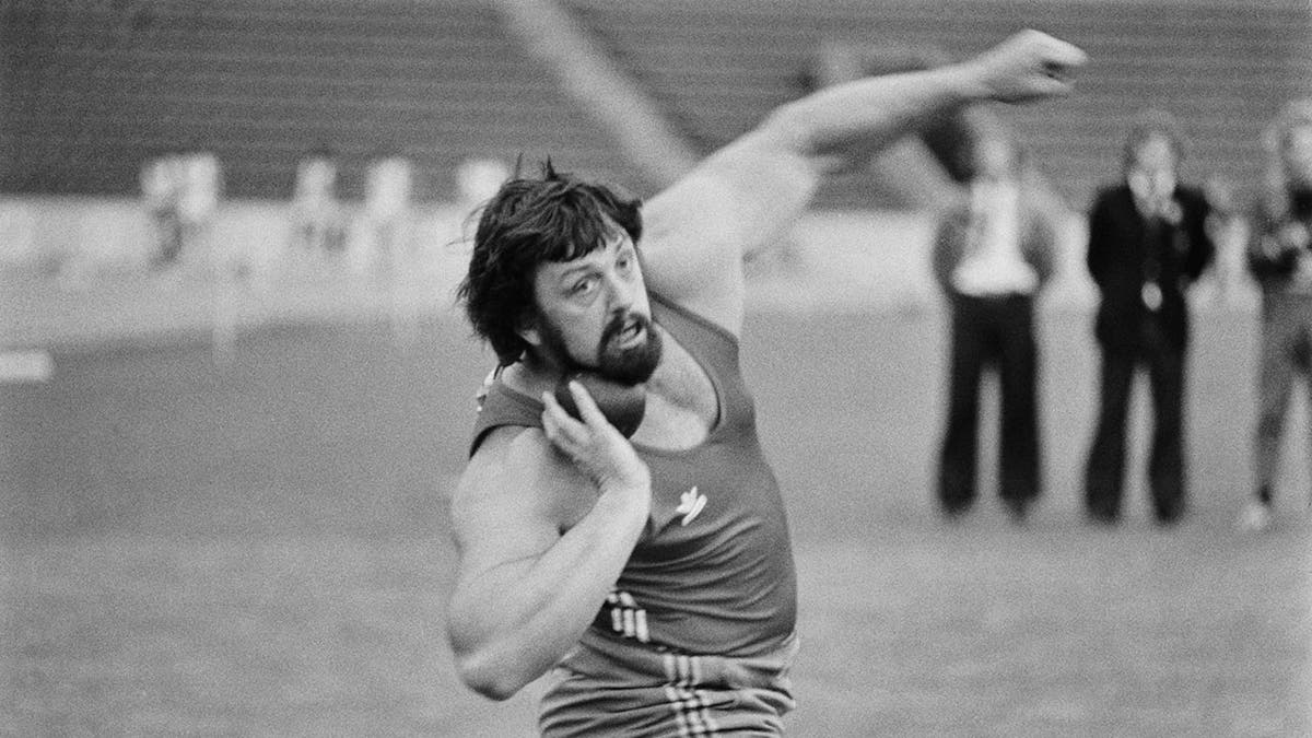 Geoff Capes at a shot putt competition 