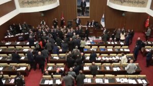 CAUGHT ON CAMERA: Turkish leaders brawl at council meeting over the cost of Republic Day