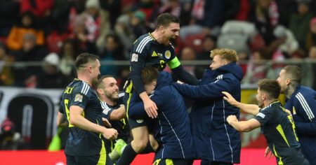 Poland 1-2 Scotland – Late Andy Robertson goal sees Scots secure UEFA Nations League play-off spot