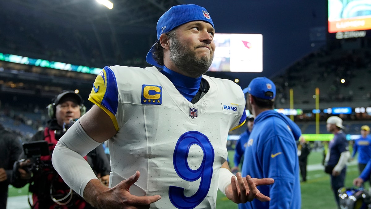 Matthew Stafford celebrates