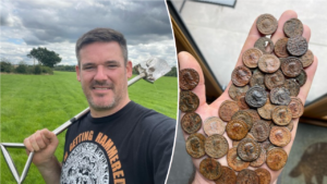 Plumber stumbles across hoard of ancient coins in field: ‘Once in a lifetime find’