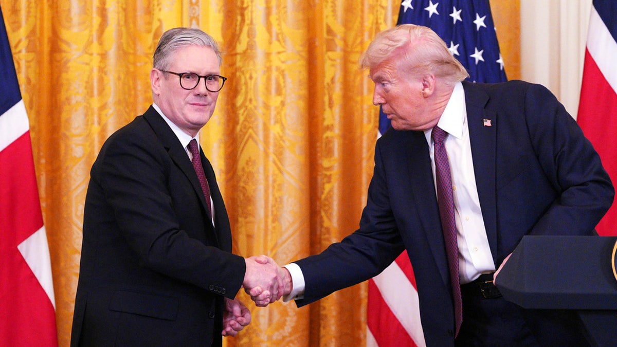 Britain's Prime Minister Keir Starmer, left, and President Donald Trump meet in Washington on Feb. 27, 2025.