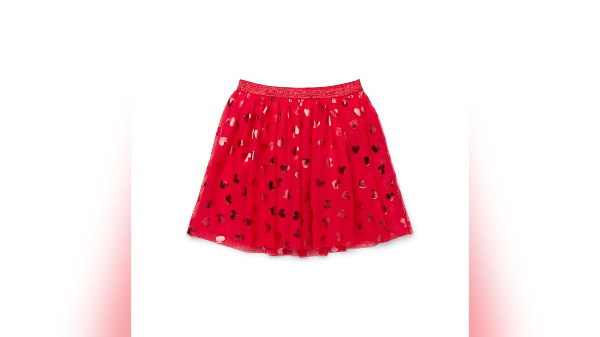 For kids who enjoy playing dress up, a Valentine’s-themed skirt with heart print and tulle layers adds an extra flair.