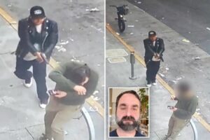 Terrifying moment San Francisco store owner is shot seven times at point-blank range in random attack