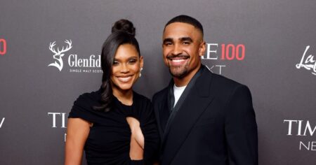 Jalen Hurts Kisses Fiancee Bry Burrows in Rare PDA Moment Following Eagles’ 2025 Super Bowl Win