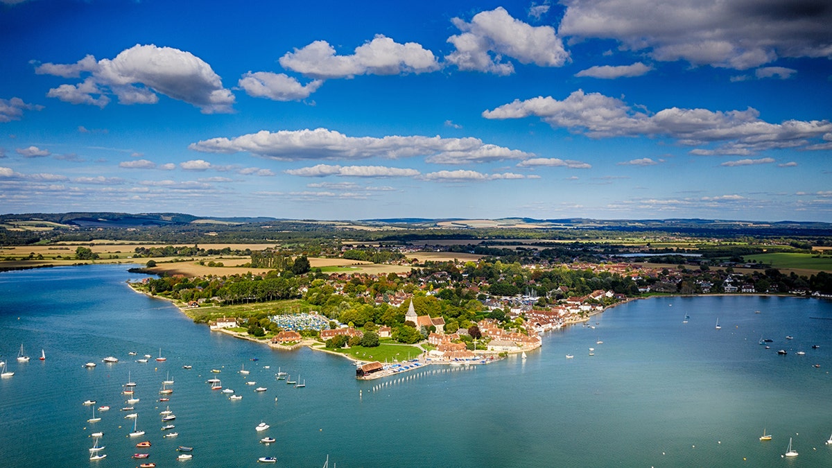 Aerial view of Bosham Harbour in West Sussex