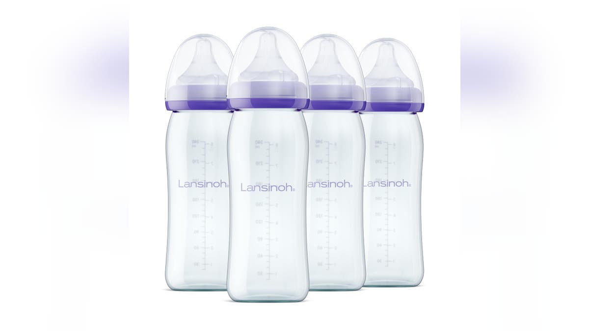 These anti-colic bottles are made of glass.