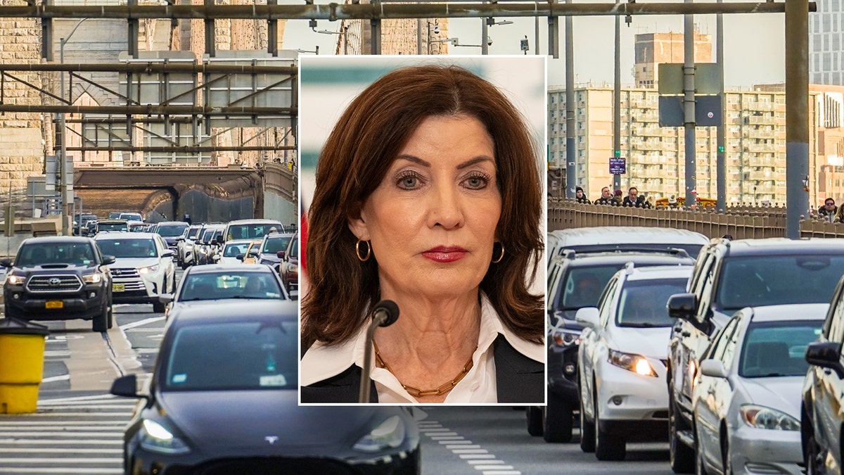 Hochul overlay with New York City traffic