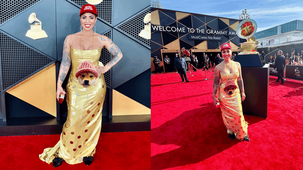 Singer, songwriter Joy Villa wears DOGE coin dress to Grammys, supports Trump’s deportation crackdown