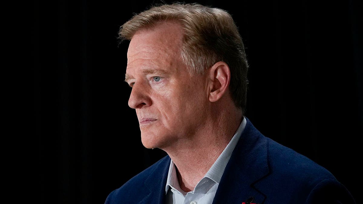 Roger Goodell looks on