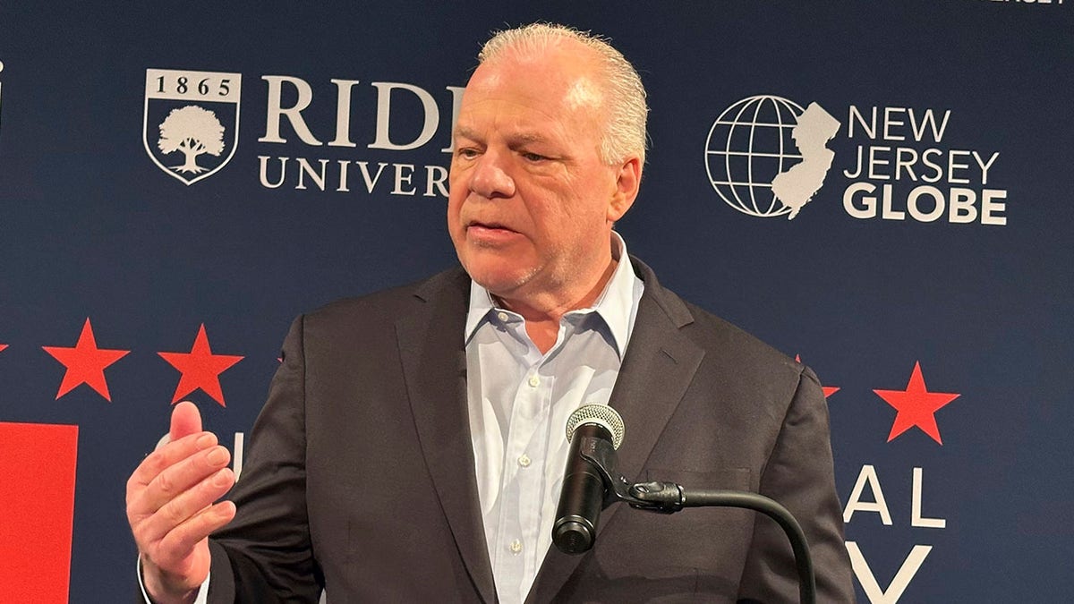 Former state Senate President Steve Sweeney speaks after the Democratic gubernatorial debate at Rider University in Lawrenceville, N.J., on Feb. 2, 2025. (AP photo/Mike Catalini)