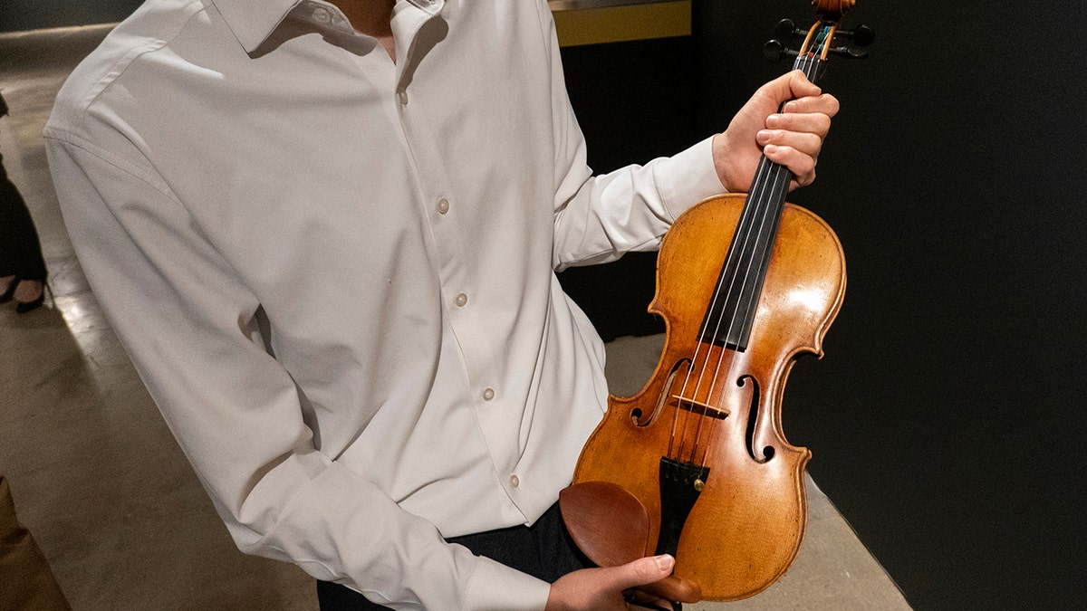 Closeup of auctioned violin