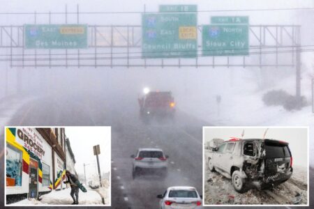 Blizzard with heavy snow hits central US as high winds flip vehicles, force road closures