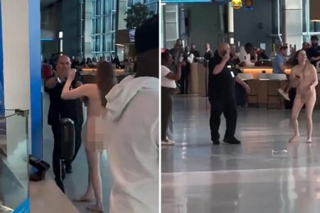 Manic woman strips naked and goes on wild stabbing, biting spree at Texas airport, video shows