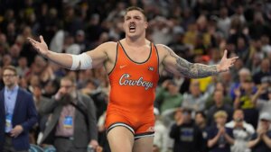 Oklahoma State’s Wyatt Hendrickson salutes Trump after shocking NCAA win, opens up about Air Force career