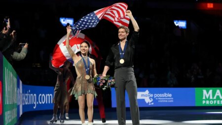 American ice dancers defeat Canadian rivals for championship as tensions between countries continue