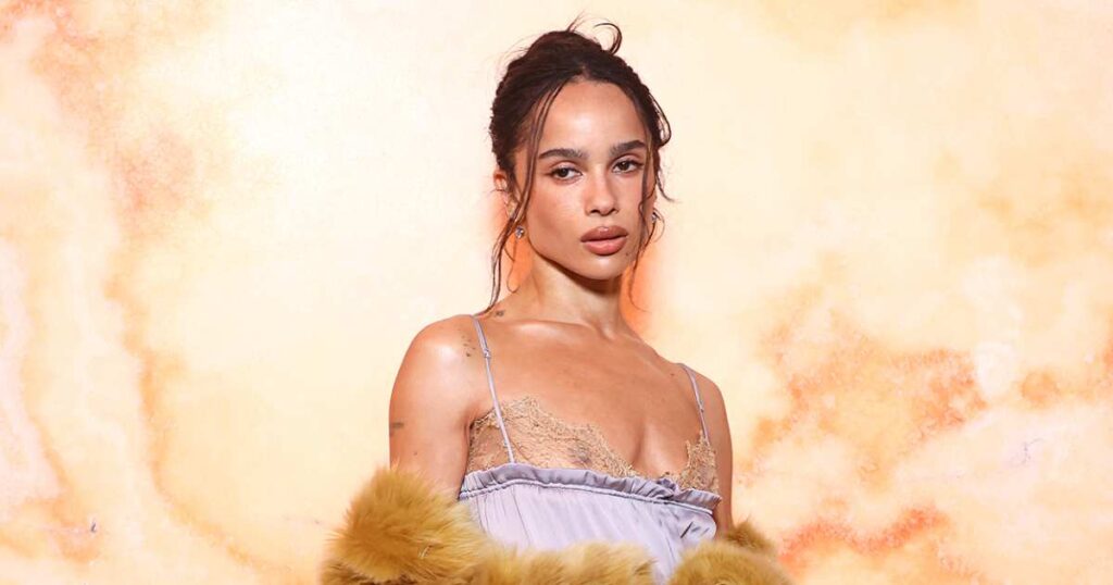 Zoe Kravitz Stuns in Nipple-Baring Dress at Paris Fashion Week