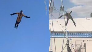 California stuntman crashes to the ground as human cannonball act goes horribly wrong, video shows