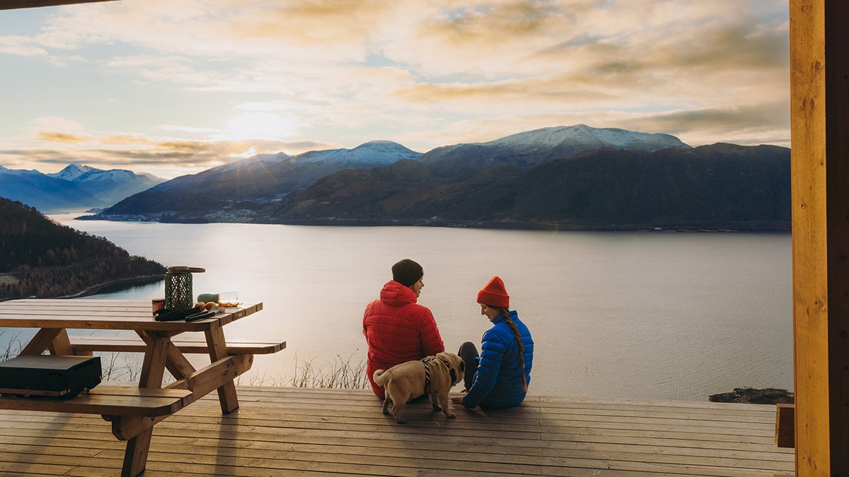 Couple at lake in Norway