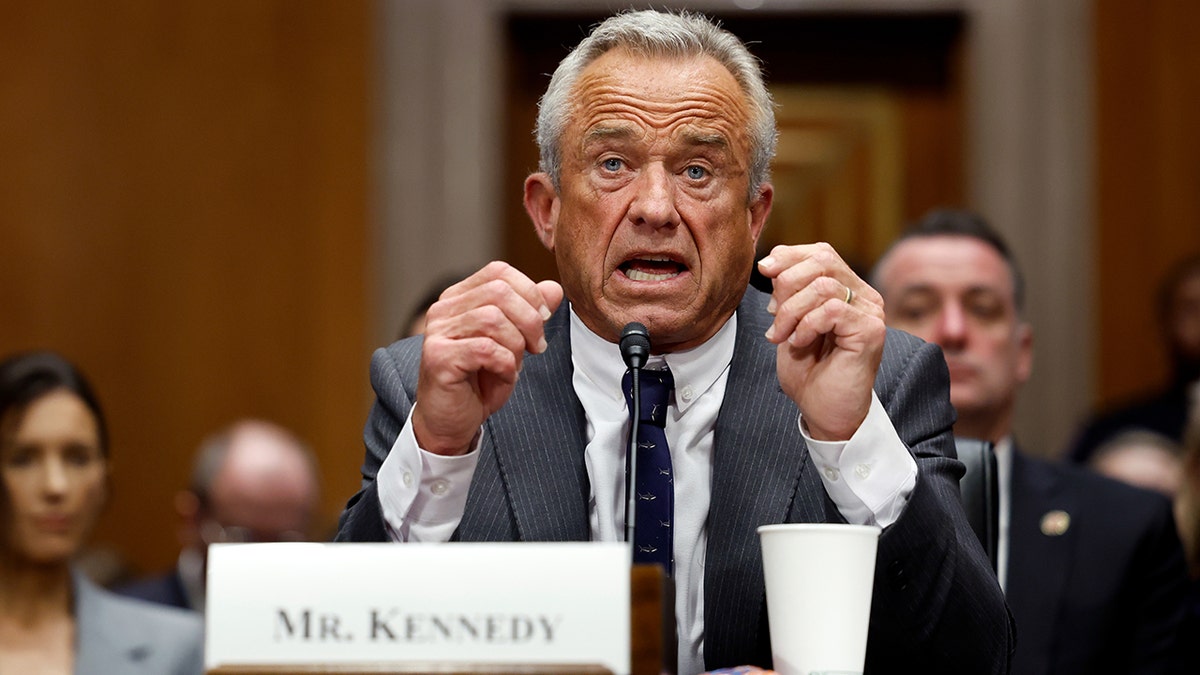 closeup shot of Robert F. Kennedy, Jr. at confirmation hearing