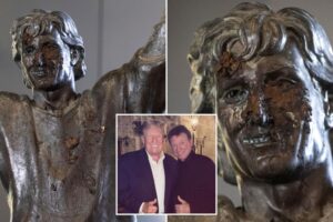 Wayne Gretzky statue in Canada smeared with poop over hockey legend’s Trump friendship