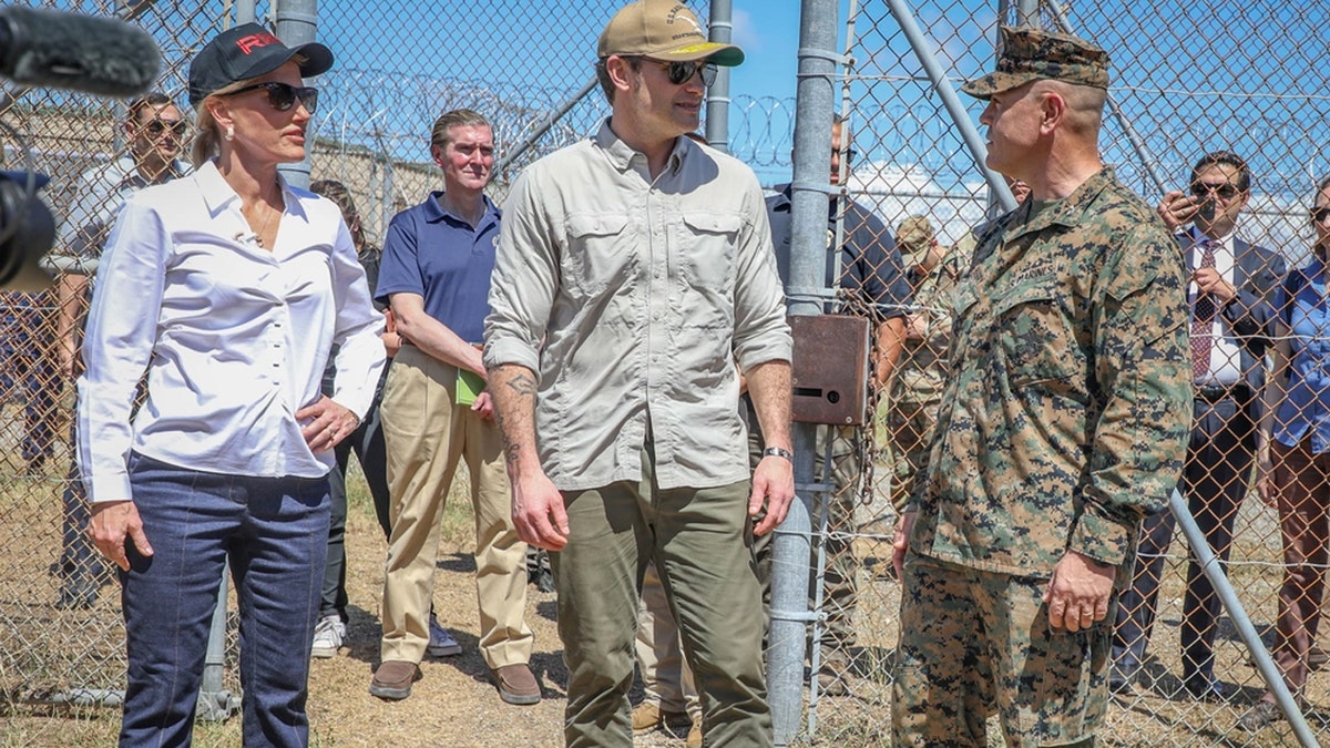 Pete Hegseth, center, with Laura Ingraham at Guantanamo