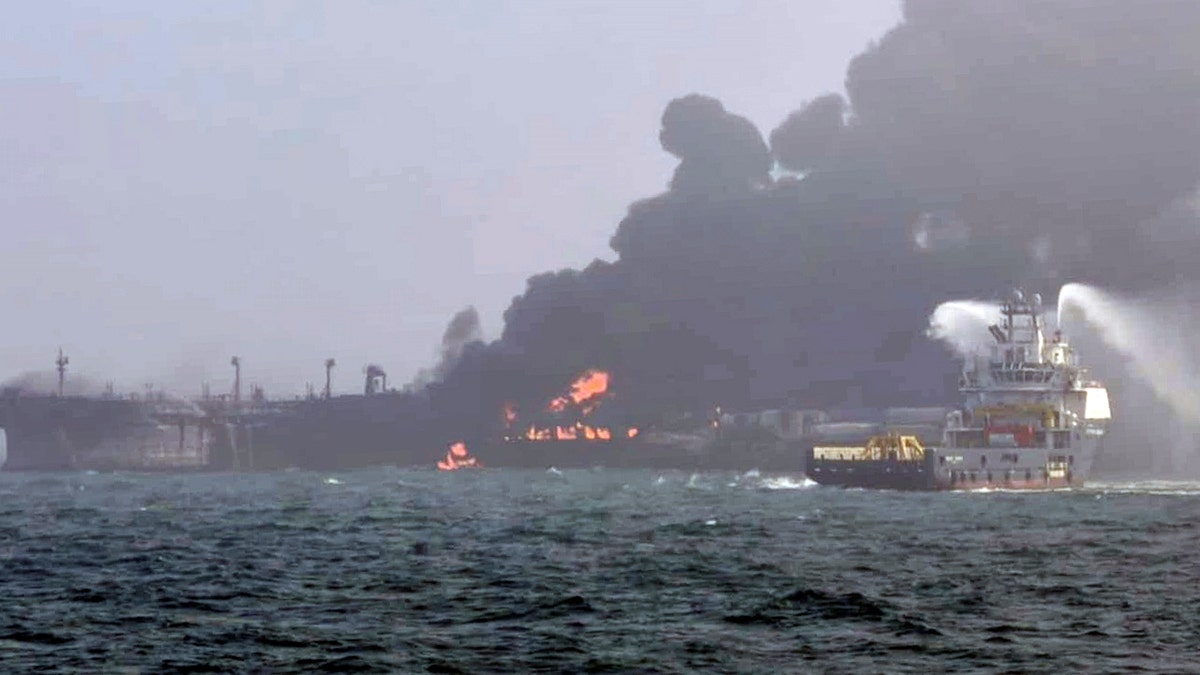 Fire after ships collide near UK