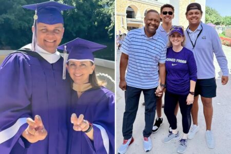 Mom and son — donning matching sneakers — graduate from TCU together during special Mother’s Day weekend