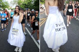 NYC singleton runs Brooklyn Half Marathon in a wedding dress while on the hunt for a husband: ‘He might be at the finish line!’