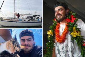 Viral Oregon man who quit his job to set sail with his cat arrives to cheering fans in Hawaii after weekslong journey