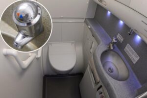 A gross airplane bathroom is the wrong place to do this, experts say — and you should follow their advice