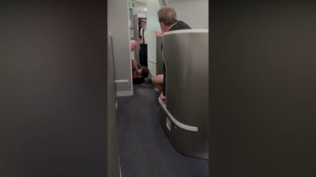 American Airlines passenger restrained, knocked to floor while barging into cockpit: video