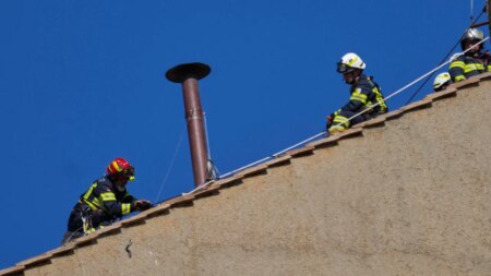 Chimney installed on Sistine Chapel’s roof ahead of conclave to pick Pope Francis’ successor