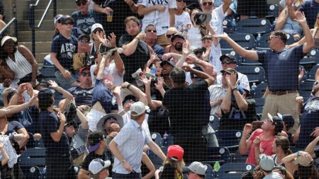 Dad goes viral after catching ball at Yankees game while daughter covers his eyes